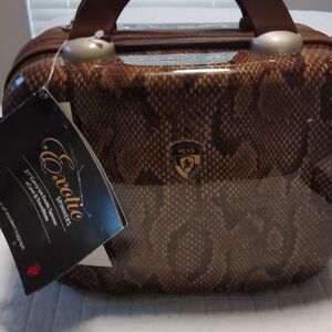 Brown Snake Print Men's Bag